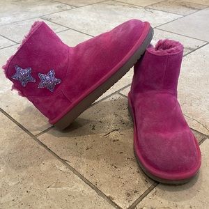 Girls Pink Koolaburra Boots with Stars